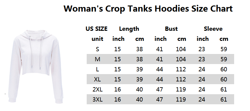 Crop Hoodie Size Chart